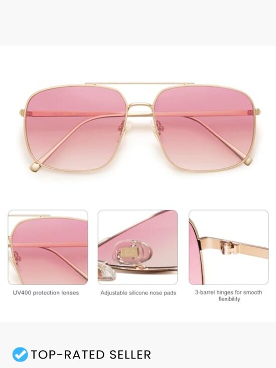 Trendy Square Aviator Sunglasses Gold Frame Light Tint Y2K Retro Metal UV400